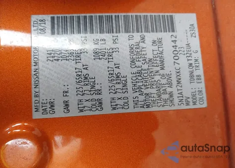 2019 Nissan Rogue Sv from USA, damaged, VIN 5N1AT2MVXKC700442